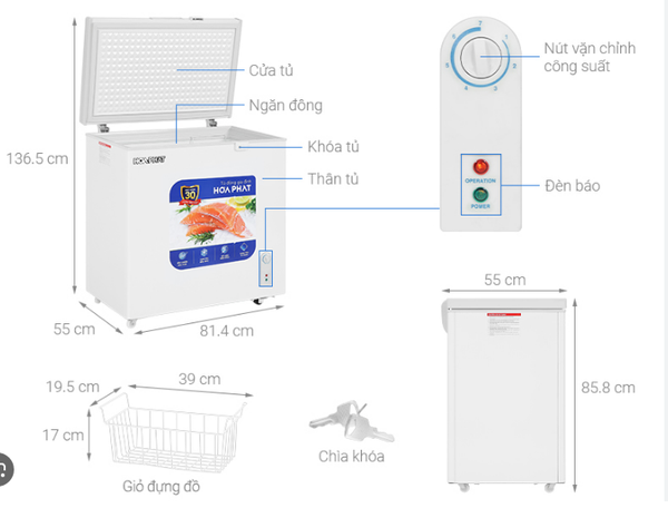 Tủ đông Hòa Phát 1 ngăn 162 lít HPF AD6162 Mới 100% Giá Rẻ Nhất