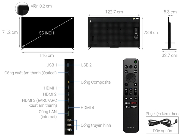 Google Tivi OLED Sony 4K 55 inch XR-55A80M ( 55A80M ) 2024 Chính hãng