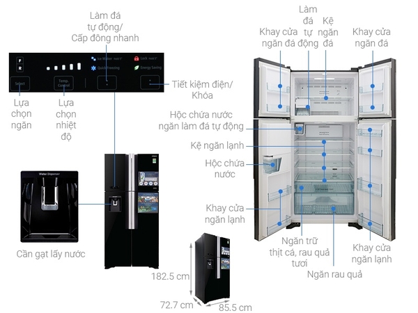 Tủ lạnh Hitachi Inverter 540 lít R-FW690PGV7X GBW