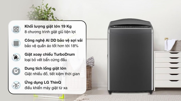 Máy giặt LG AI DD Inverter 19 kg TV2519DV7B Giá rẻ