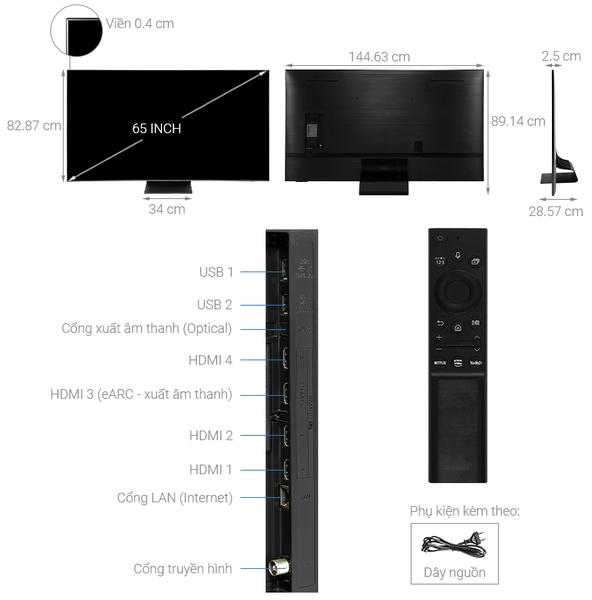 Smart Tivi Samsung 65QN90C 4K NEO QLED 65 inch 2023 QA65QN90C Chính hãng Mới 100%