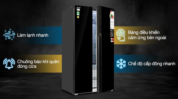 Tủ lạnh Toshiba Inverter 596 lít Side By Side GR-RS780WI-PGV(22)-XK Mới 100%