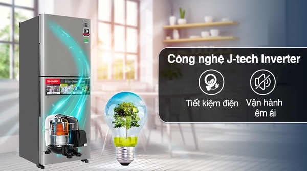 Tủ lạnh Sharp Inverter 330 lít SJ-XP352AE-SL