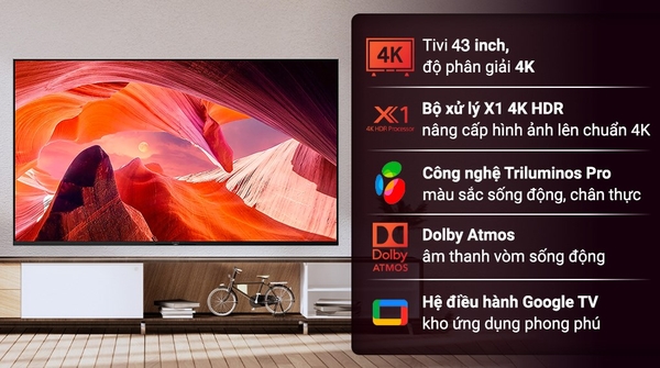 Google Tivi Sony 4K 85 inch KD-85X80M ( 85X80M ) 2024 Chính hãng