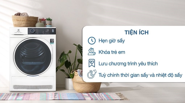 Máy sấy bơm nhiệt Electrolux UltimateCare 8 kg EDH804H5WB