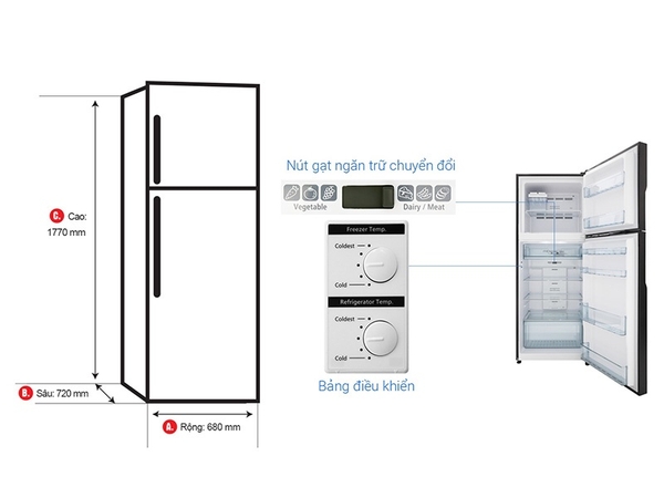 Tủ lạnh Hitachi Tủ lạnh Hitachi Inverter 406 lít R-FG510PGV8 (GBW)