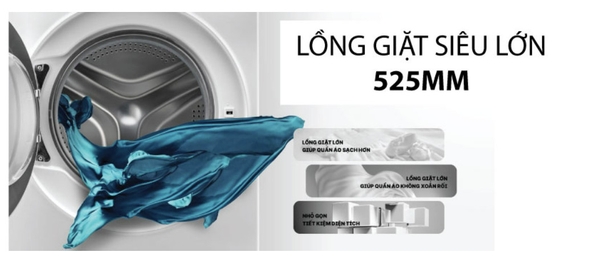 Máy giặt Aqua AQD-A802GW  Inverter 8 kg