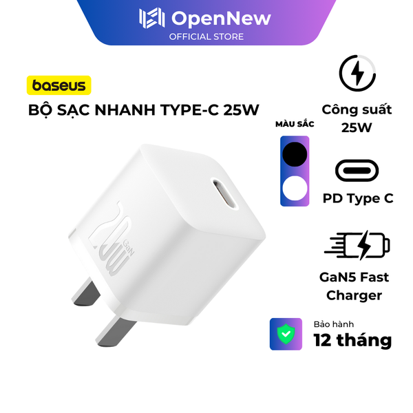 Bộ Sạc Nhanh 20W Baseus GaN5 Type-C nhỏ gọn mạnh mẽ