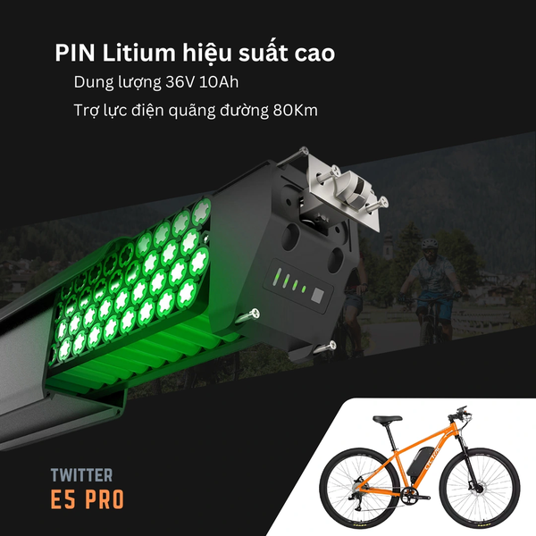 Pin Lithium 36V Tháo rời tiện lợi