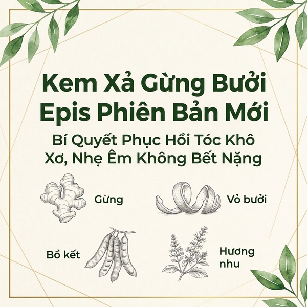 Kem Xả Gừng Bưởi Epis Phiên Bản Mới: Bí Quyết Phục Hồi Tóc Khô Xơ, Nhẹ Êm Không Bết Nặng