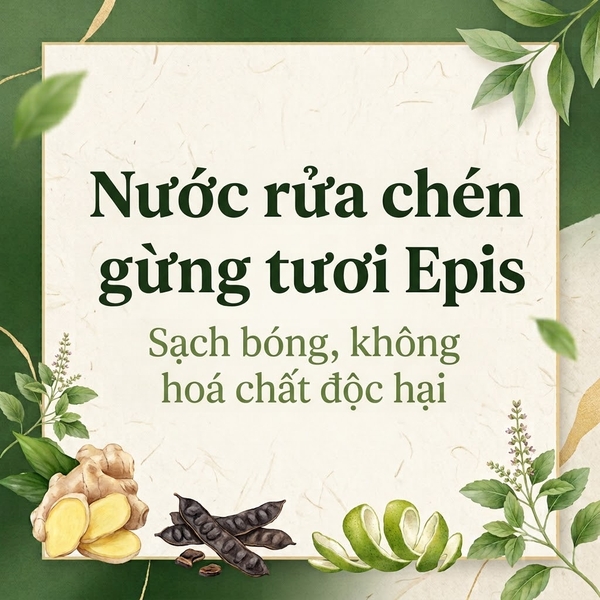 Nước rửa chén gừng tươi Epis – Sạch bóng, không hoá chất độc hại