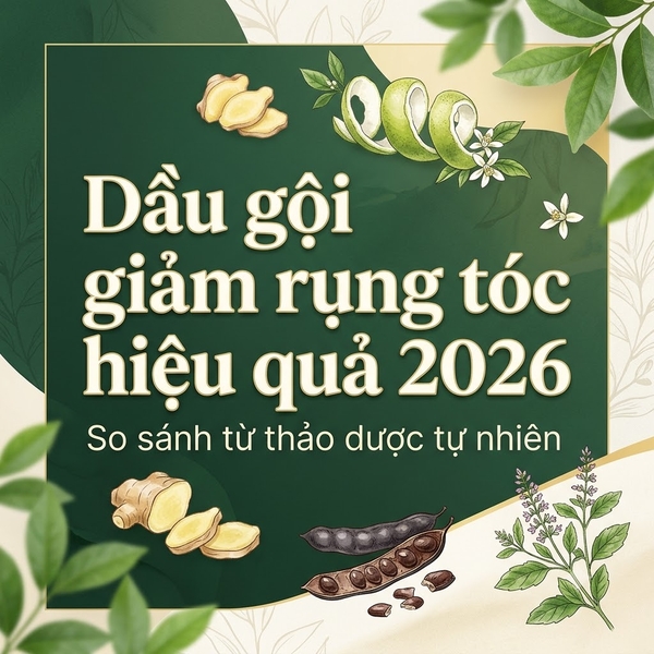 Dầu gội giảm rụng tóc hiệu quả 2026 — So sánh từ thảo dược tự nhiên