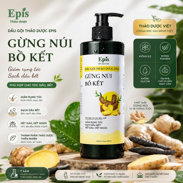 Dầu gội thảo dược Gừng núi bồ kết Epis