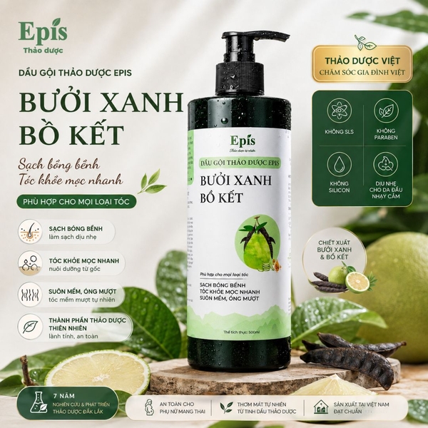 Dầu gội thảo dược Bưởi xanh bồ kết Epis