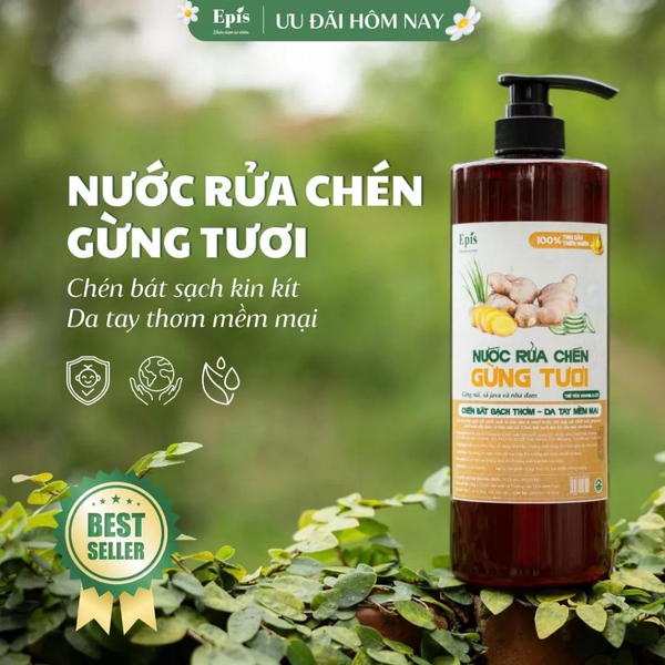 Nước rửa chén Gừng tươi Epis