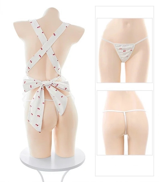 [KÈM CÀI] Bộ tạp dề Cherry Maid Set S2437 cột dây phi bóng kèm phụ kiện gợi cảm dễ thương Bralettehousevn