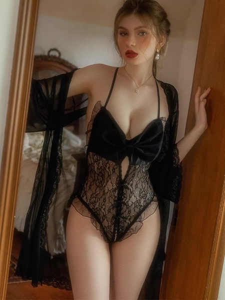 Bộ đồ liền thân nữ nơ Lilia Bodysuit S1846 ren voan cao cấp khoét đáy Bralettehousevn