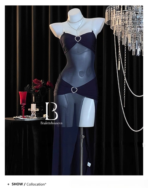 Đầm váy ngủ dài xuyên thấu Bold Dress S2645 phối khoen tim xẻ tà tôn dáng gợi cảm Bralettehousevn