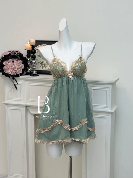 Váy ngủ nữ có mút đệm Party Dress S2558 voan tầng nữ tính phối ren gợi cảm quyến rũ Bralettehousevn