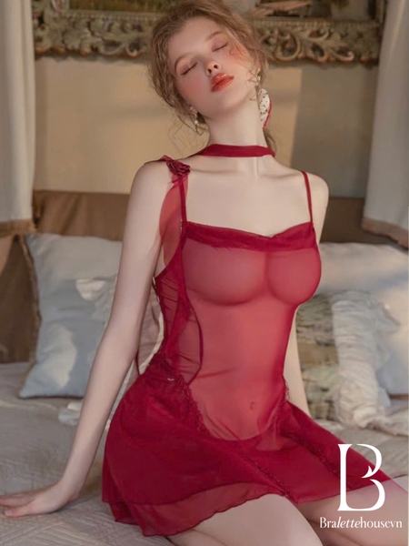 Đầm váy ngủ xuyên thấu Touchie Dress cổ đổ cánh tiên nữ tính gợi cảm quyến rũ Bralettehousevn