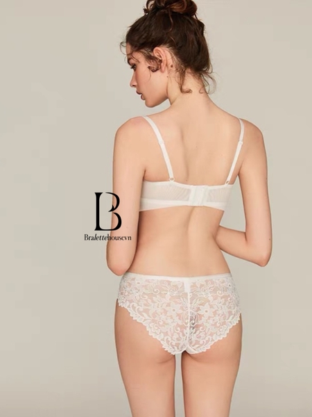 Set đồ lót nữ Sachi set S1632 có gọng và mút nâng ngực phối ren dáng cúp ngang Bralettehousevn