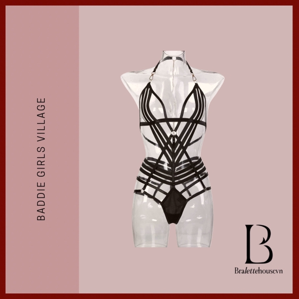 Bộ đồ liền thân dây Nicky Bodysuit S2459 phối xích táo bạo gợi cảm độc đáo Bralettehousevn