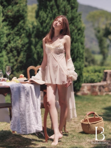 [CHE TÊN - HOẢ TỐC] Đầm váy ngủ kèm quần S2169 Domea Dress không gọng có mút đệm Bralettehousevn
