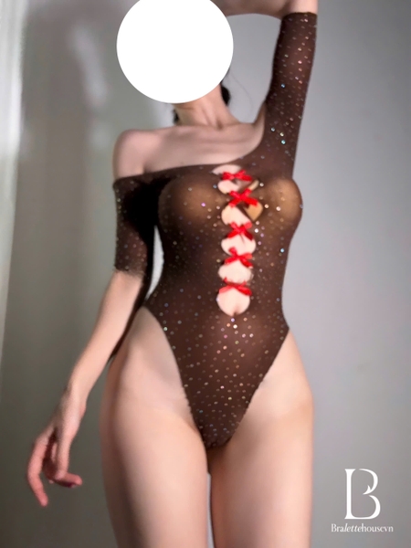 [Hoisery] Woody Bodystock PK2315 đính đá lấp lánh co giãn tốt phối nơ siêu gợi cảm ôm sát cơ thể Bralettehousevn