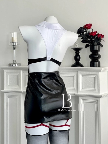 Bộ đồ cosplay Thư kí Manager Set (kèm dán ti) S2501 táo bạo gợi cảm chân váy chữ A da PU Bralettehousevn