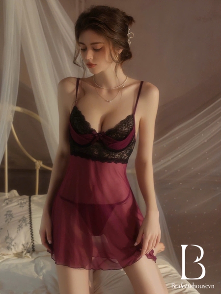 Đầm váy ngủ xuyên thấu Lagume Dress có gọng không mút phối màu gợi cảm nữ tính Bralettehousevn