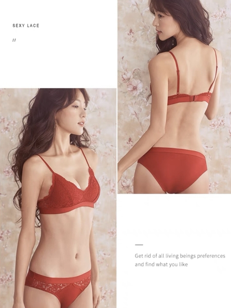 SET ĐỒ LÓT NỮ Sugar Set S370 KHÔNG GỌNG CÓ THỂ THAY MÚT KÈM QUẦN TAM GIÁC PHỐI REN MỀM MẠI Bralettehousevn