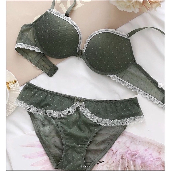 [ CÓ ẢNH THẬT KHÁCH FEEDBACK ] Set áo lót nâng ngực nữ Polka Dot Push Up Set S248 Bralettehousevn