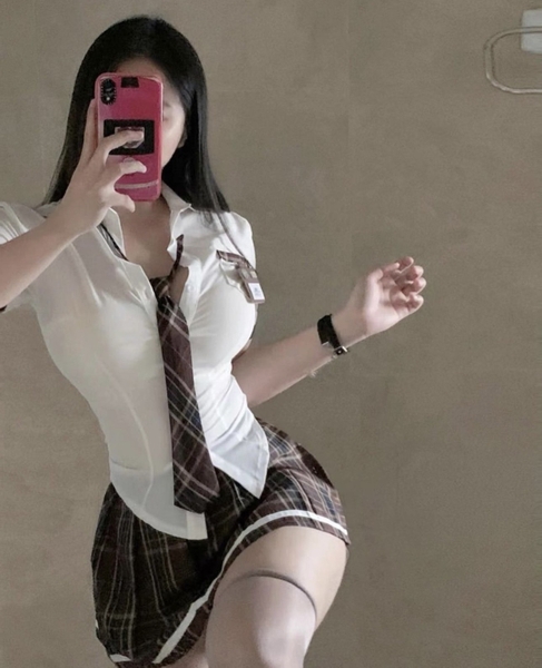 S1789 Check My Name Set đồ cosplay hóa trang nữ học sinh kèm váy và cà vạt Braletteshousevn