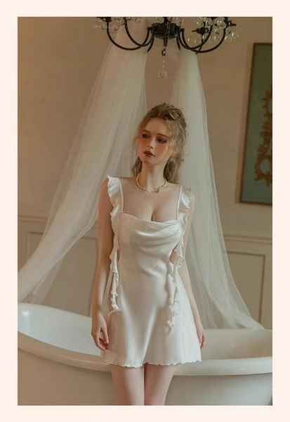 Đầm váy ngủ nữ lụa cao cấp Seaweed Dress S1895 bèo nhún trendy nữ tính tiểu thư Bralettehousevn