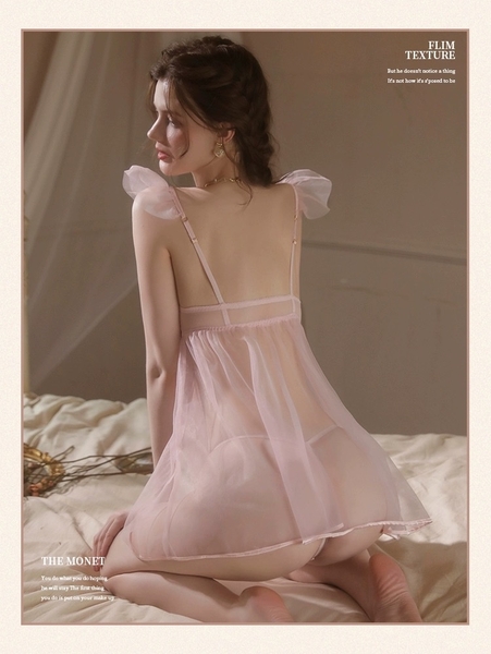 [KÈM QUẦN] Đầm ngủ nữ voan S1885 Isabelle Dress xuyên thấu gợi cảm xẻ tà cánh tiên cao cấp gợi cảm sexy Bralettehousevn