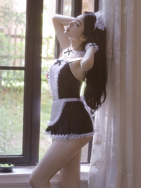 [TẶNG PHỤ KIỆN] Set cosplay nữ người hầu gái dạng váy ngắn xuyên thấu quyến rũ See thru maid S646 Braletteshousevn