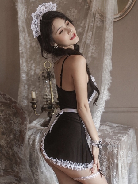 [TẶNG PHỤ KIỆN] Set cosplay nữ người hầu gái dạng váy ngắn xuyên thấu quyến rũ See thru maid S646 Braletteshousevn