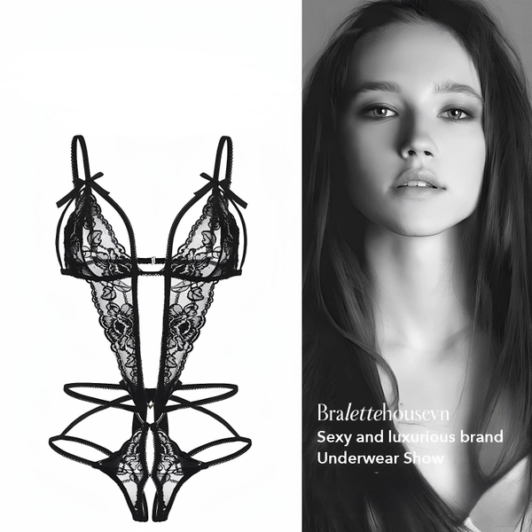 Bộ đồ liền thân ren mỏng Chewy Bodysuit S2502 phối nơ gợi cảm quyến rũ Bralettehousevn