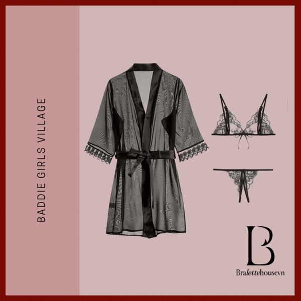 [2 in1] Set choàng kèm lingerie S322 gợi cảm quyến rũ ứng dụng cao tinh tế nữ tính Bralettehousevn