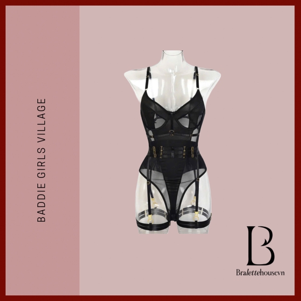 [KÈM ĐAI] Bộ đồ liền thân Pyrite Bodysuit S2454 chất liệu xuyên thấu cao cấp gợi cảm quyến rũ Bralettehousevn