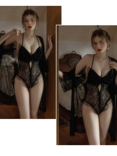 Bộ đồ liền thân nữ nơ Lilia Bodysuit S1846 ren voan cao cấp khoét đáy Bralettehousevn