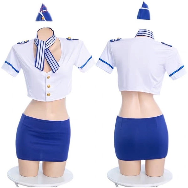 [ẢNH THẬT] Set cosplay hóa trang tiếp viên hàng không gợi cảm ôm body quyến rũ S300 Bralettehousevn