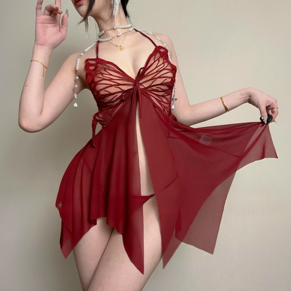 [𝐂𝐡𝐞 𝐭𝐞̂𝐧 - 🔥𝐭𝐨̂́𝐜] S1938 Letty Dress đầm váy ngủ dáng rũ xuyên thấu nữ cao cấp Bralettehousevn