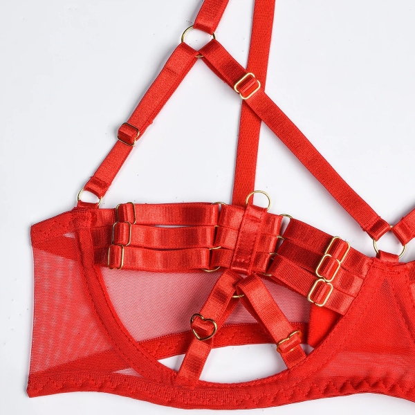 (Tặng đai eo) Bộ đồ lót nữ da PU Tendeur Set S1903 táo bạo gợi cảm 3 món cao cấp Bralettehousevn