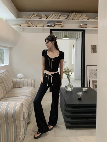 [💝Y2K TREND💝] 𝗦𝟮𝟭𝟬𝟲 𝗔𝗦𝗧𝗘𝗟 𝗦𝗘𝗧 bộ đồ quần dài cột nơ croptop y2k thoải mái mùa hè du lịch sexy gợi cảm Bralettehousevn