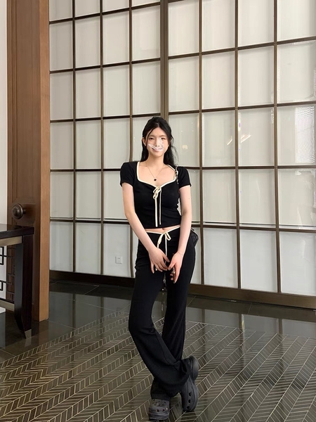 [💝Y2K TREND💝] 𝗦𝟮𝟭𝟬𝟲 𝗔𝗦𝗧𝗘𝗟 𝗦𝗘𝗧 bộ đồ quần dài cột nơ croptop y2k thoải mái mùa hè du lịch sexy gợi cảm Bralettehousevn