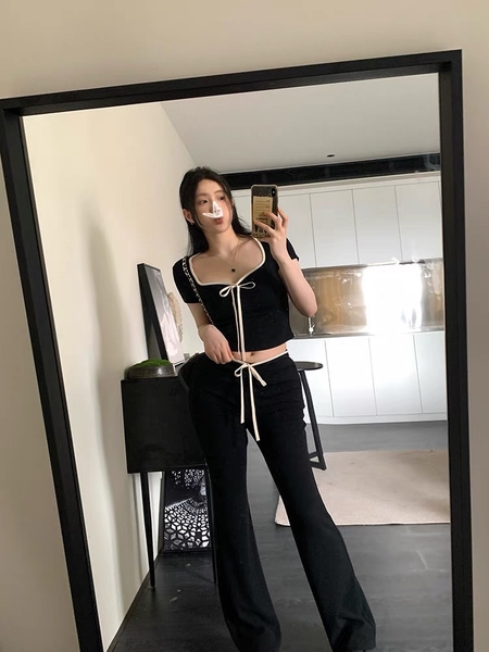 [💝Y2K TREND💝] 𝗦𝟮𝟭𝟬𝟲 𝗔𝗦𝗧𝗘𝗟 𝗦𝗘𝗧 bộ đồ quần dài cột nơ croptop y2k thoải mái mùa hè du lịch sexy gợi cảm Bralettehousevn