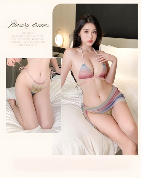 S2132 Justin Set bộ đồ lót kèm khăn xuyên thấu gợi cảm Bralettehousevn