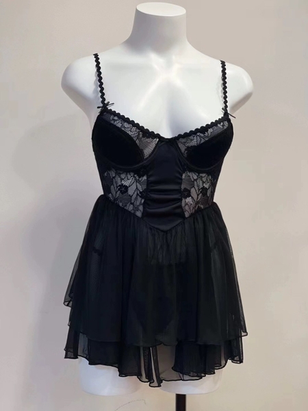 (Che tên - Hoả tốc) Váy ngủ tiểu thư 2 dây S2160 Muriel Dress chất liệu cao cấp voan phối satin cho nữ Bralettehousevn