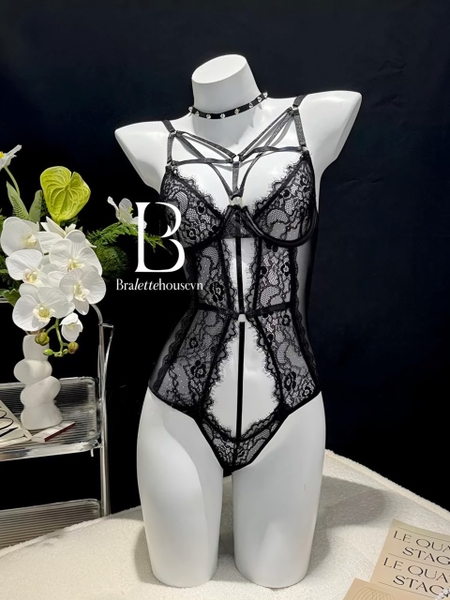 [ẢNH THẬT KHÁCH FEEDBACK]  SLYTHERIN S1314 BODYSUIT NỮ CÓ GỌNG KHÔNG ĐỆM LÓT MÚT PHỐI REN CAO CẤP GỢI CẢM Bralettehousevn